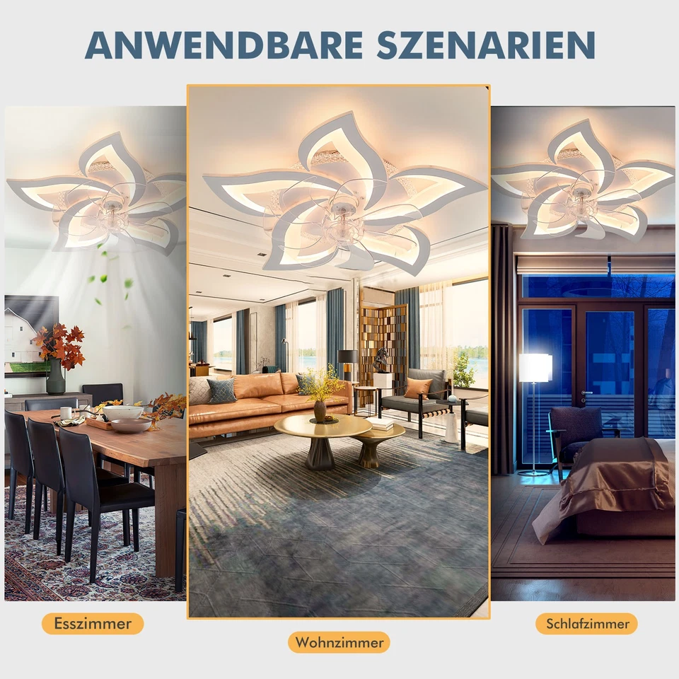 Ventilatore LED da soffitto plafoniera con ventilatore lampada + telecomando camera da letto - Immagine 3 di 4