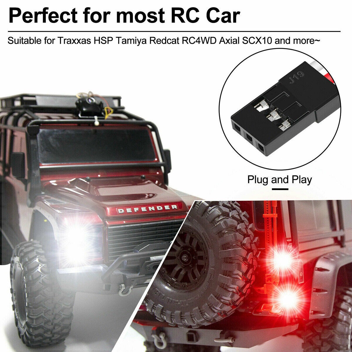 8 LED Light Kit Truck Lights Headlights Taillight Switch Set RC Car 1/10 SCX10