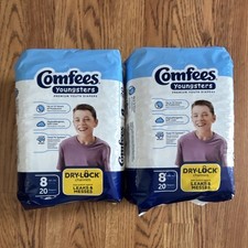 Two packs Comfees Youngsters Premium Youth DiapersSize 8, 46 lb 20Count perPack