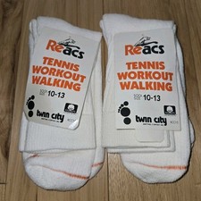 Vtg. LOT 2 Mens White Tube Socks Sz 10-12 NOS Twin City REACS USA Tennis Workout