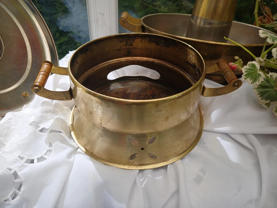 Vintage Oriental Steamboat Cooker Ideal Chinese Thai Food Brass Tin Lined - Image 2 of 4