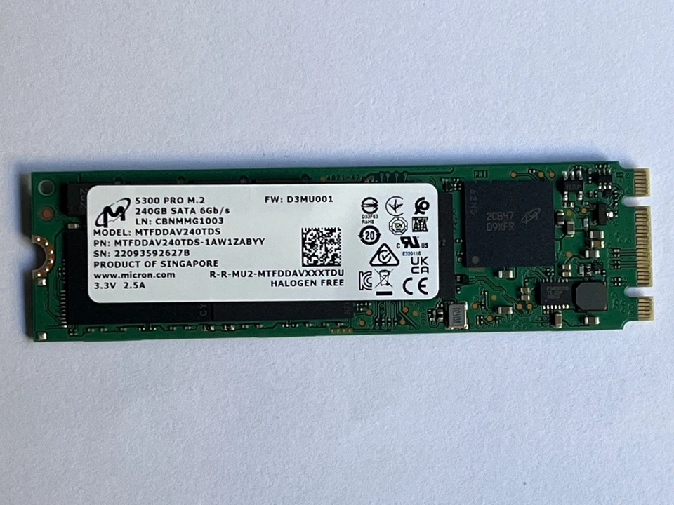 Micron 5300 PRO 240GB M.2 2280 6Gb/s SATA MTFDDAV240TDS-1AW1ZABYY NGFF SSD - Image 2 of 4
