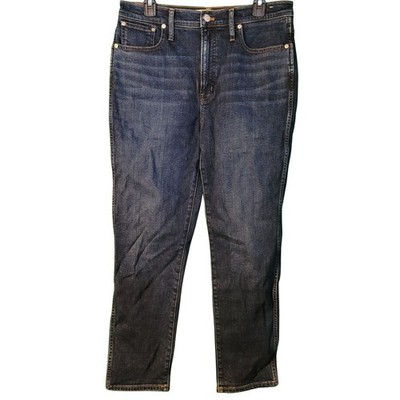 Madewell Extra High Rise Slim Straight Jeans Blue Denim 32 x 28 NWOT (Label 30)