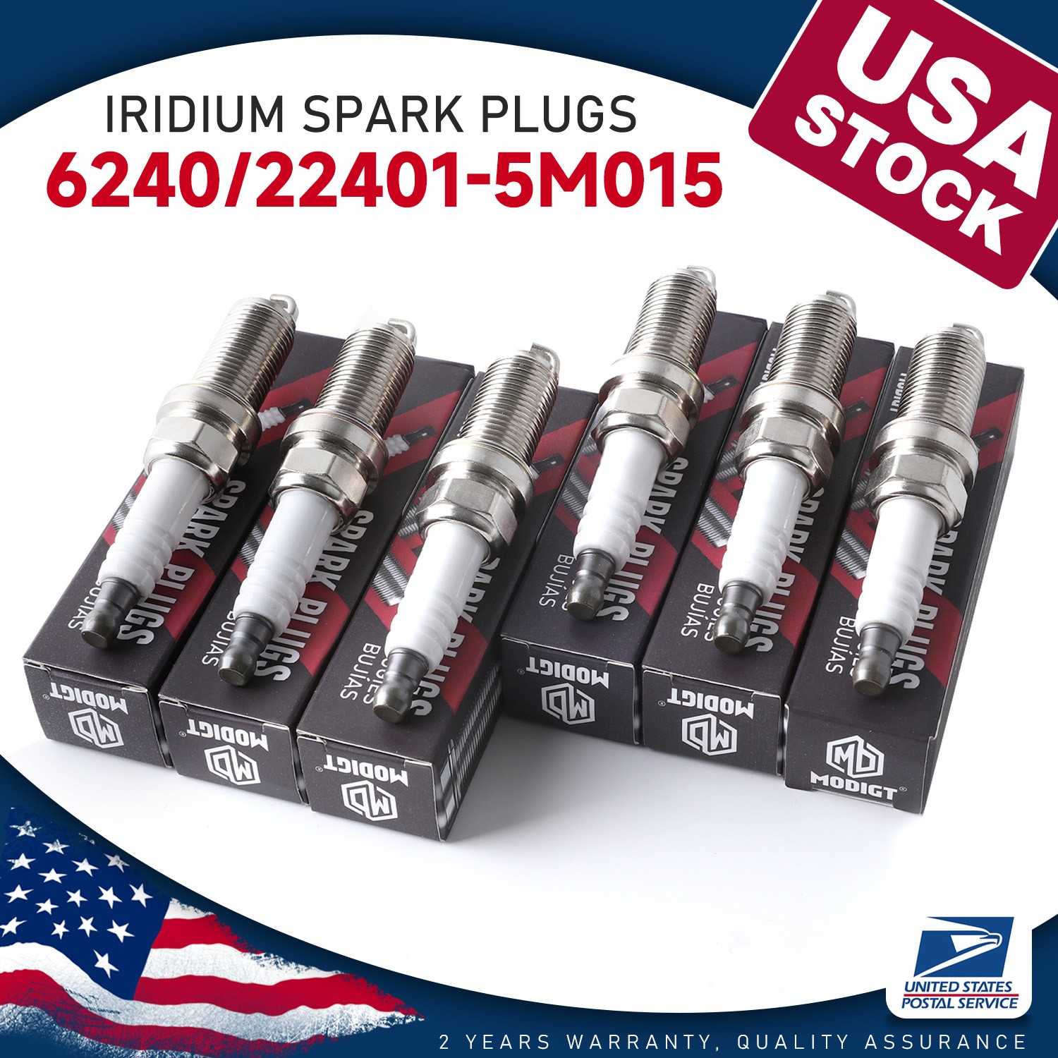 6 PCS MGT Laser Iridium Spark Plugs PLFR5A11 22401-5M015 FOR VQ35 VQ40 3.5L 4.0L