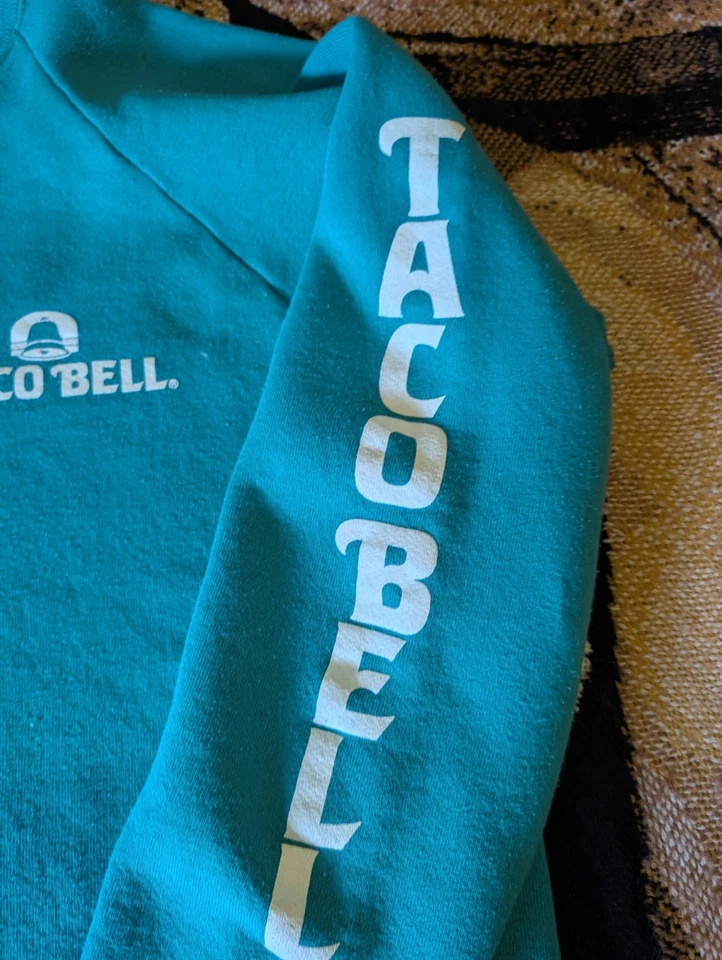 Sudadera Uniforme Taco Bell Años 90 De Colección Talla L Manga Verde Azulado Hit Foto 2 de 4