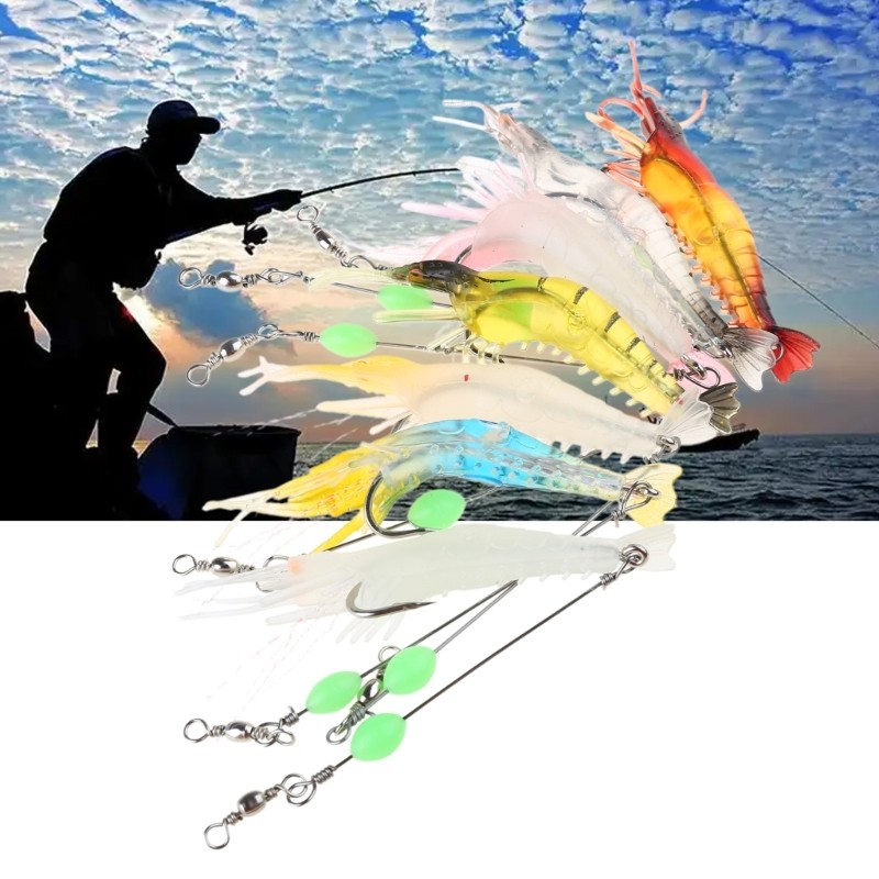 7 Pcs Luminous Silicone Soft Shrimp Baits Artificial Lures Fishing Accessories - Image 2