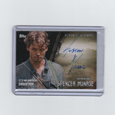 WALKING DEAD EVOLUTION AUSTIN NICHOLS/SPENCER MONROE AUTOGRAPH CARD #/50!! A-AN