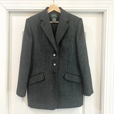 Ralph Lauren Olive Green Tweed Blazer Size 8 100 WOOL