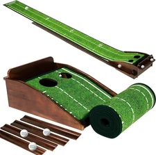 Putting Green Indoor Mat Outdoor Golf Putting Mat with Automatic Ball Return ...