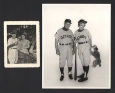 Lot of (2) 1951-66 Brooklyn Dodgers CHUCK DRESSEN, WIFE & DOG Original Photos