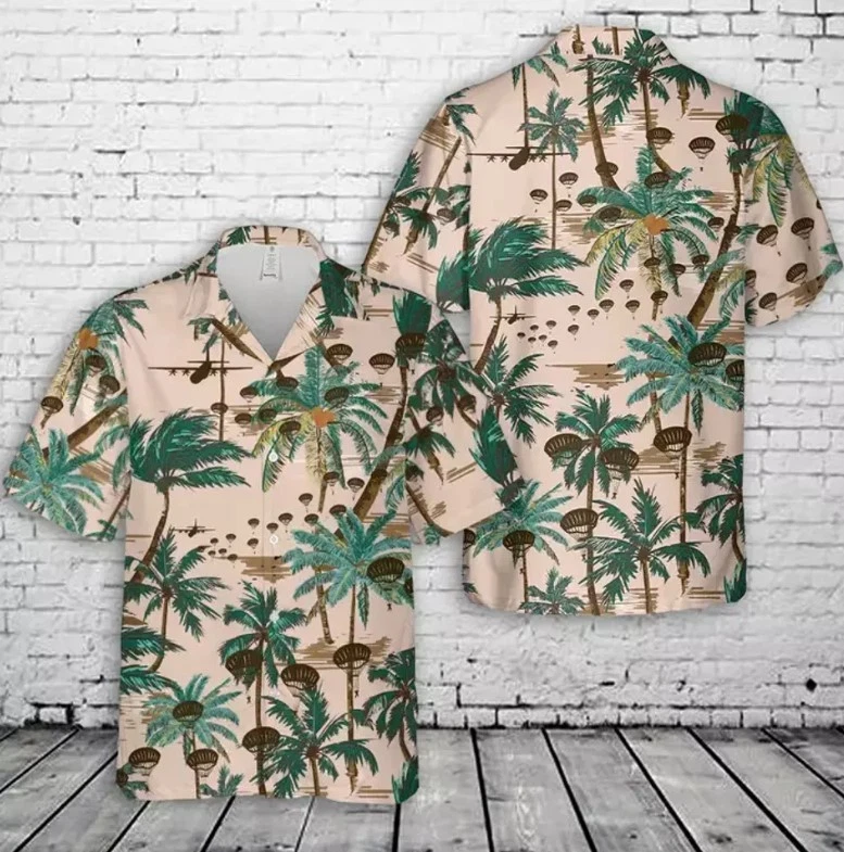 US Army Paratroopers Silhouette Hawaiian Shirt
