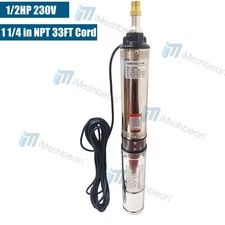 4 in 1/2HP Deep Well Submersible Pump, 220V, 60Hz, 1500GPH, 150 ft Max,33ft Cord