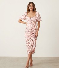 ASTR The Label Dress Size M NWT Emma Dress Puff Sleeve Romantic Ruched