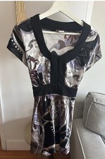 Vtg Y2K Babydoll Top S Geometric Whimsigoth Fairy Dark Romance