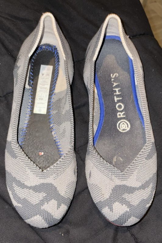 ROTHY'S Birdseye Ballet Flat Loafer Round Toe Camo Gray Slip On Textile Size 6.5