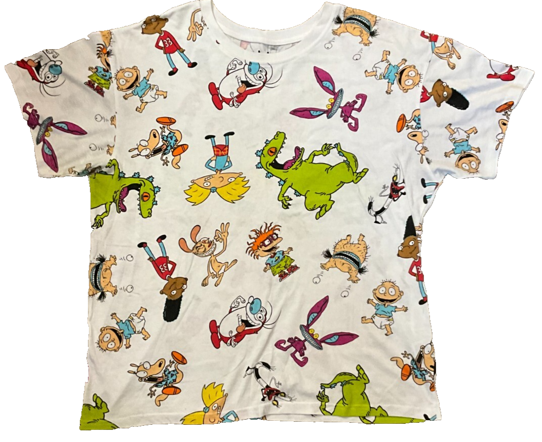 ALTRA T shirt uomo Nickelodeon Rugrats stampa grafica cartone animato manica corta grande bianca