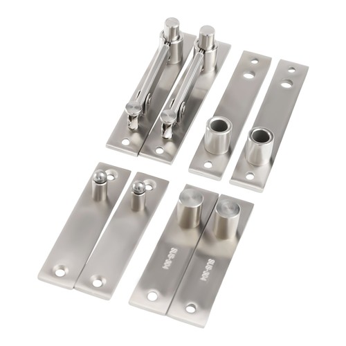 Heavy Duty 360° Rotating Hidden Hinges 2-Set Invisible Door Pivot Hinges Brushed - 第 3/17 張圖片