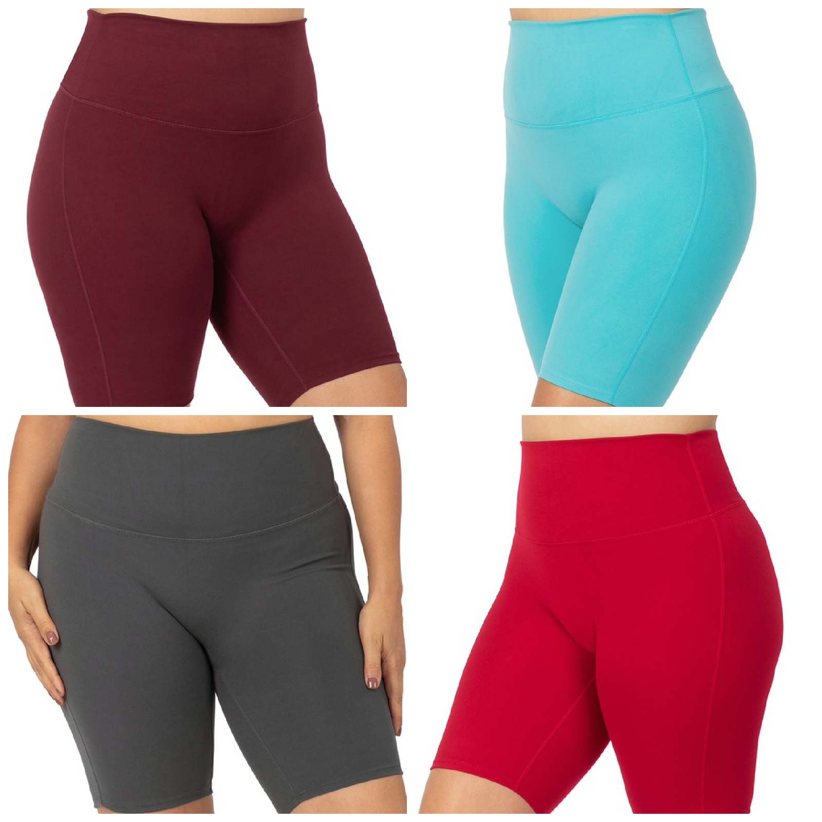 ZENANA Plus size Bike shorts active casual stretch knit high waist sold