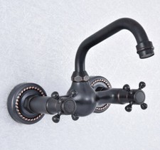 Black oil Antique Brass Wall Mount Swivel Bathroom Sink Faucet Mixer Tap 2sf726