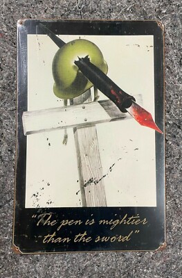 THE PEN IS MIGHTIER THAN THE SWORD VINTAGE STYLE METAL SIGN 11 X 17 / FREE SHIP