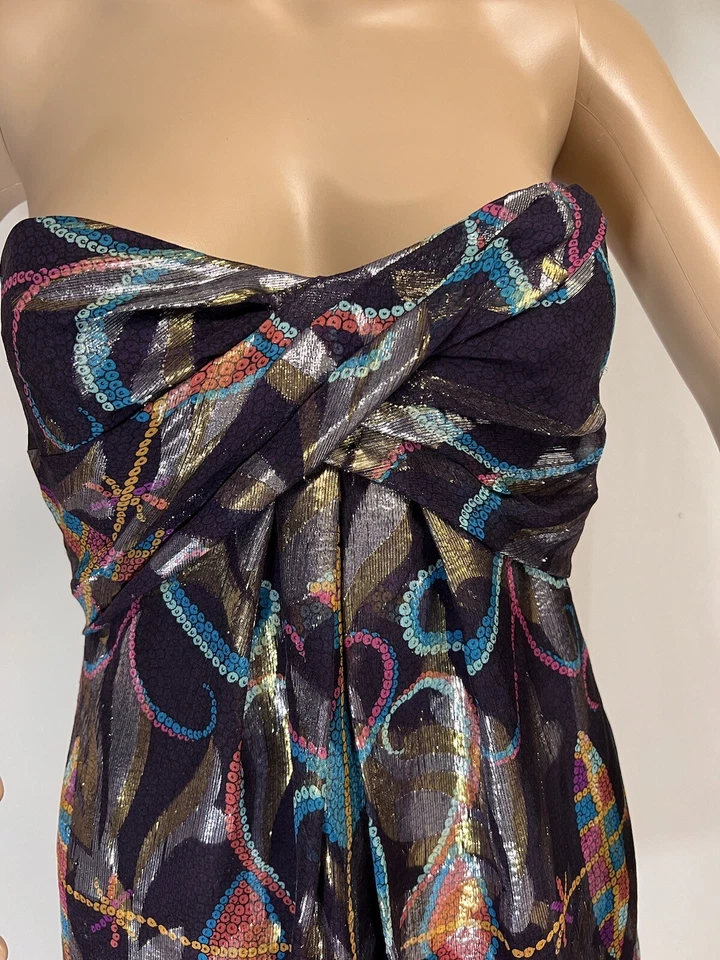 Nicole Miller 女式连衣裙,多色,无肩带几何图案,0 码 — 第 2/4 张图片