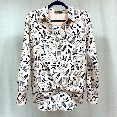 Karl Lagerfeld Pink Blouse with Paris Print