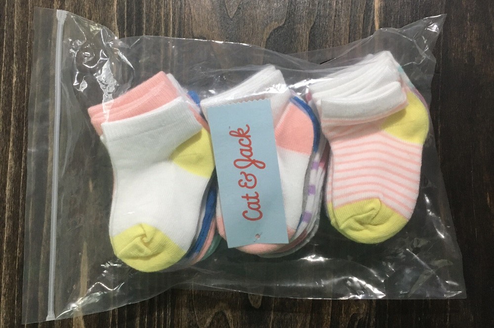 20 Pairs -  Cat & Jack Baby Girl Socks (Shoe Size 1-3) 6-12M - Multicolored
