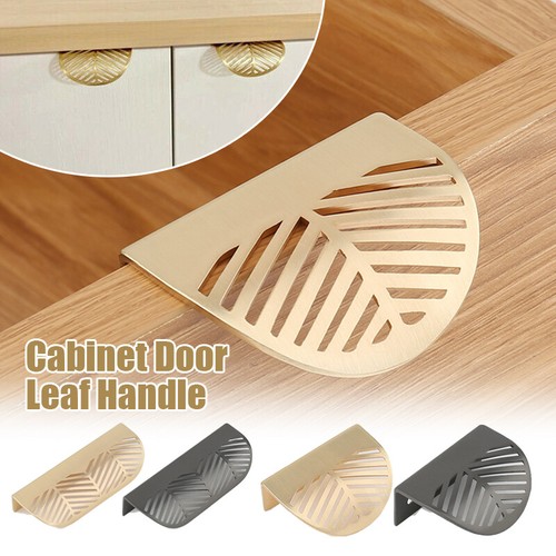 Invisable Furniture Drawer Cabinet Handle Knob Leaf Shape Pull Door Gold Grey - Picture 2 of 16
