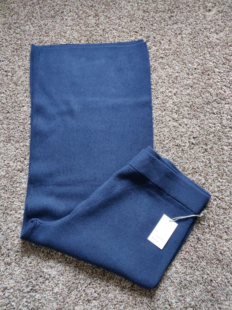 A New Day womens XL navy blue knit pull-on stretch waist wide leg pants new with tags