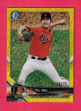 D.L. HALL 2018 Topps Bowman Chrome Prospect YELLOW SHIMMER REFRACTOR /75 BCP-107