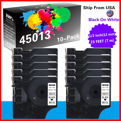 10PK 45013 Black on White Compatible D1 Tape for LabelManager 160 280 420P