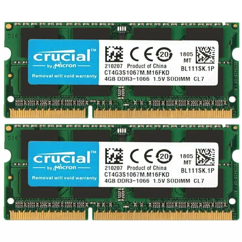 CRUCIAL DDR3 4GB 8GB 1066MHz PC3-8500 Laptop SODIMM 204-Pin Memory RAM 1.5V - Image 2 of 4