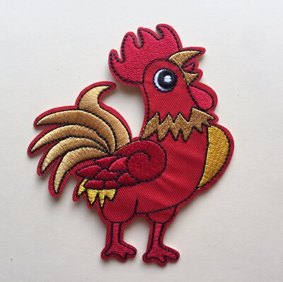 Großer roter Hahn Hahn Bügelbild Aufnäher voll bestickt Patch Applikationen Abzeichen