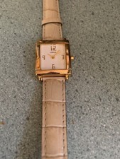 Brand New Lady’s Lorus Watch Gold White Face & Beige Buckle Strap Band w/ Box.