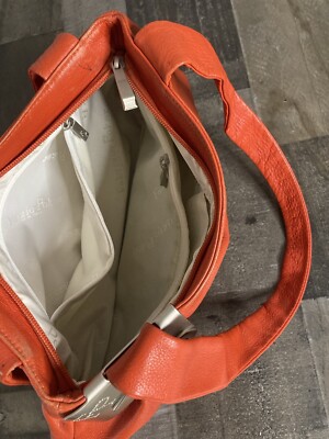 Fabrizio Poker Dark Orange Leather Shoulder Hobo Bag Made