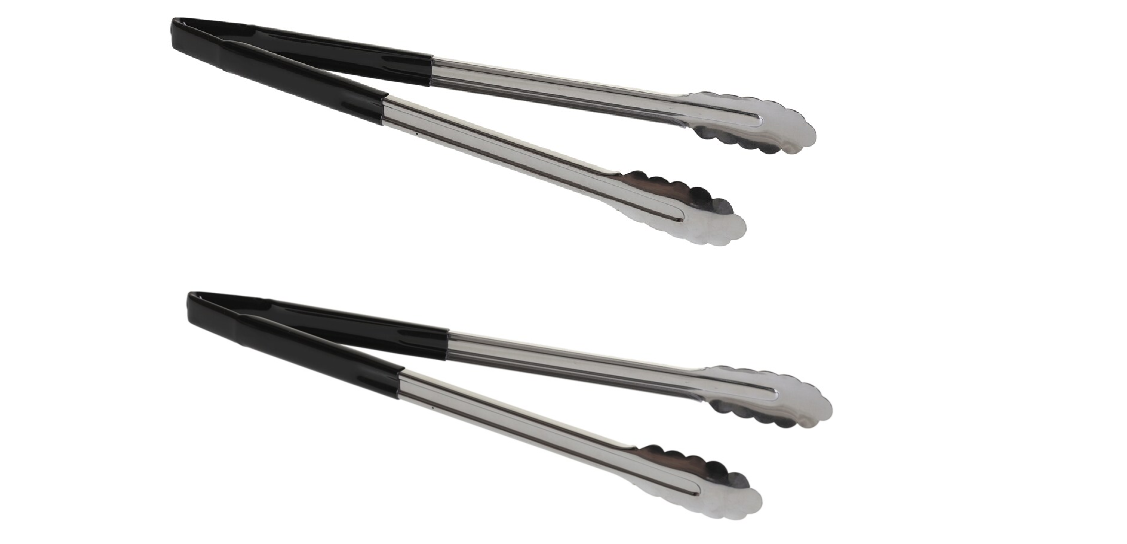 SET OF 2 Tablecraft 3716BKEU 16"" Stainless Steel Catering Food Tong Black Handle