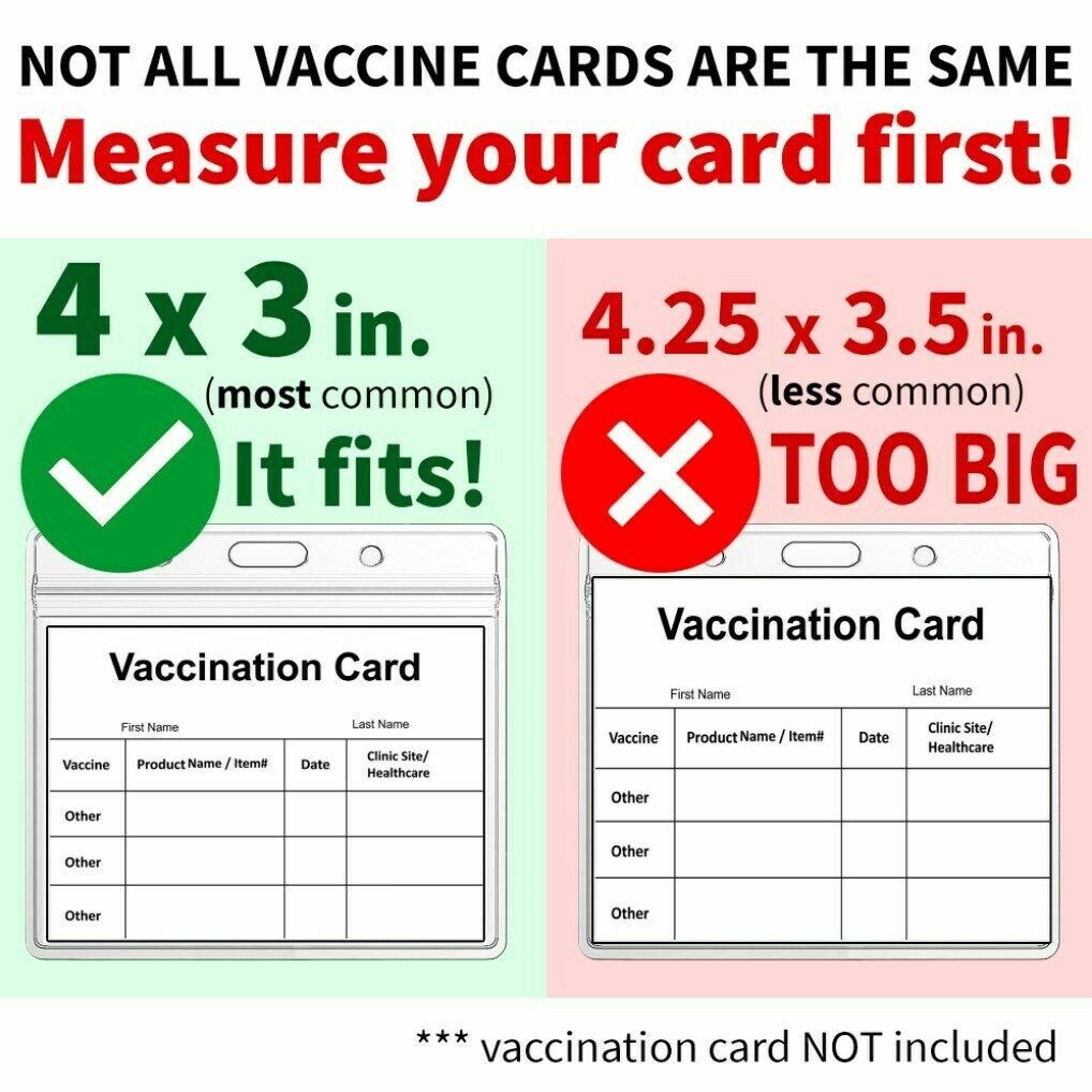 5 Pack WATERPROOF Seal Vaccination Card Holder Record 4 x 3 Protector vaccine image 3