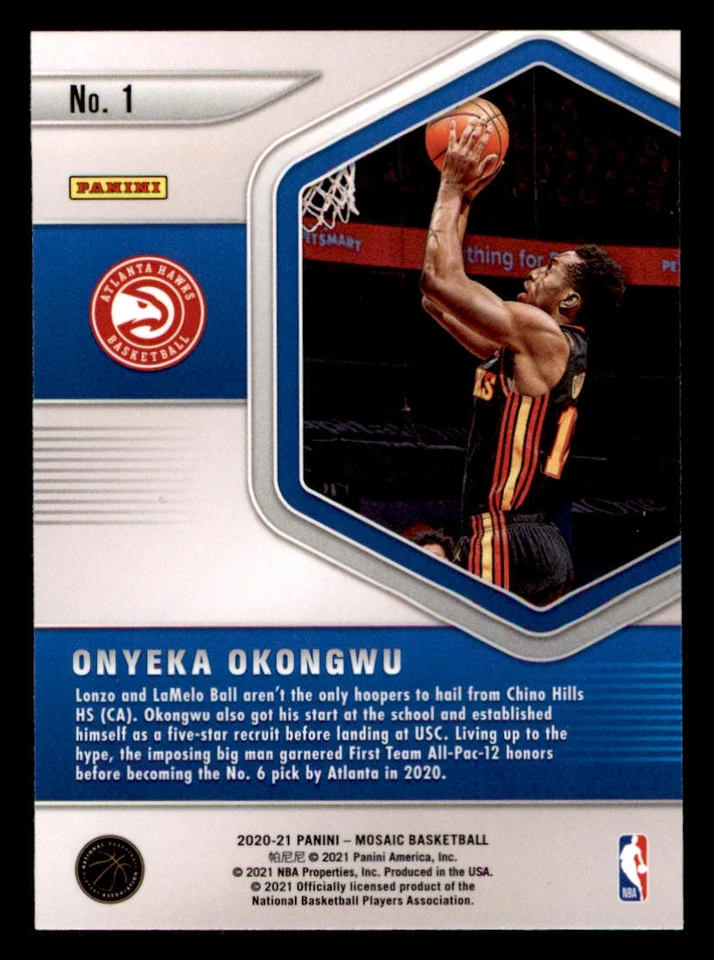 2020-21 Panini Mosaic Blue Chips #1 Onyeka Okongwu - Image 2 of 2