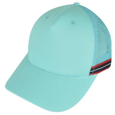 American Needle Green Sky Blue Striped Mesh Back Snapback Curved Bill Hat Cap