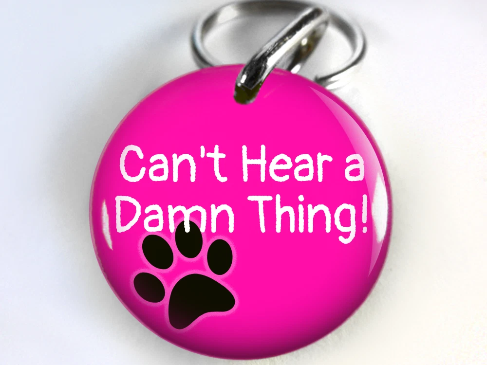 custom pet tag dog tag cat pet tags Can't hear a thing! Deaf Special Needs