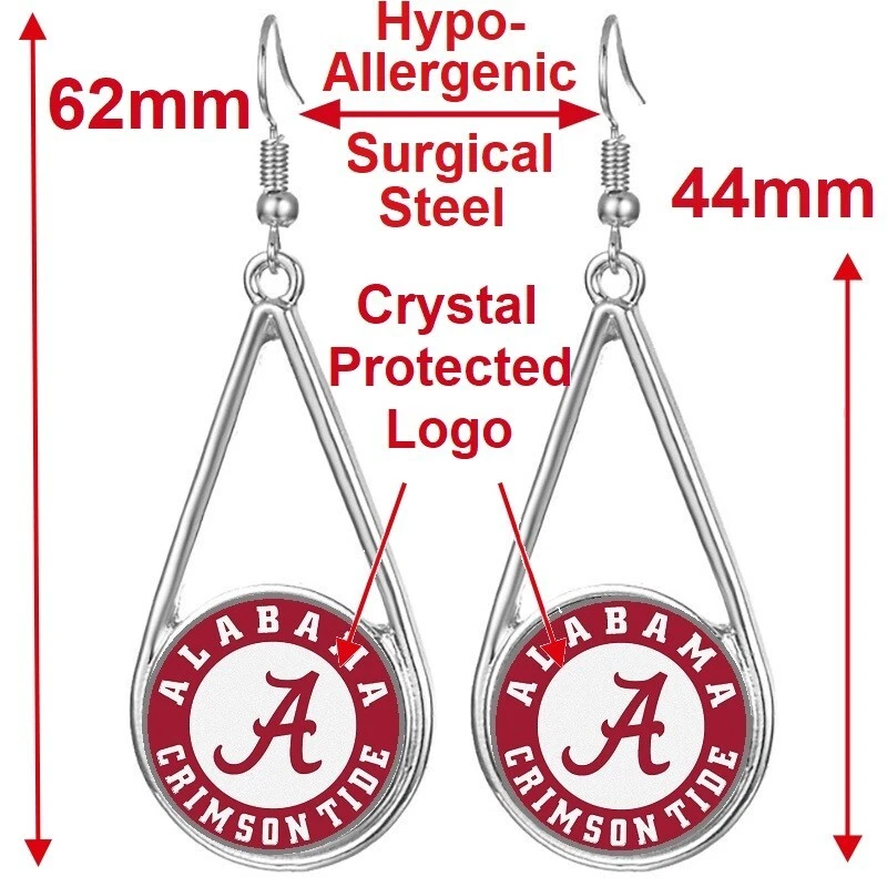 Pendientes colgantes de plata Alabama Crimson Tide para mujer con paquete de regalo D29 Foto 2 de 4