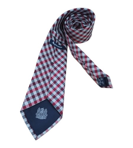 AQUASCUTUM Current Red & White Plaids & Checks Silk Tie ITALY 61"/ 3.2" EC - Picture 5 of 6