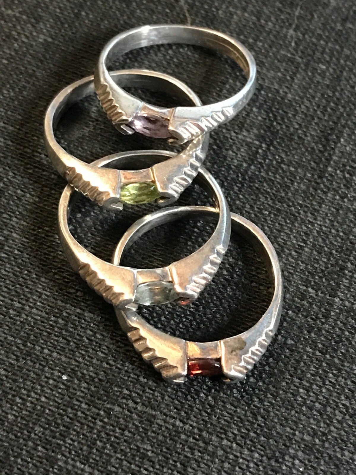 Set 4 Sterling Silver Stackable Gemstone Birthsto… - image 15