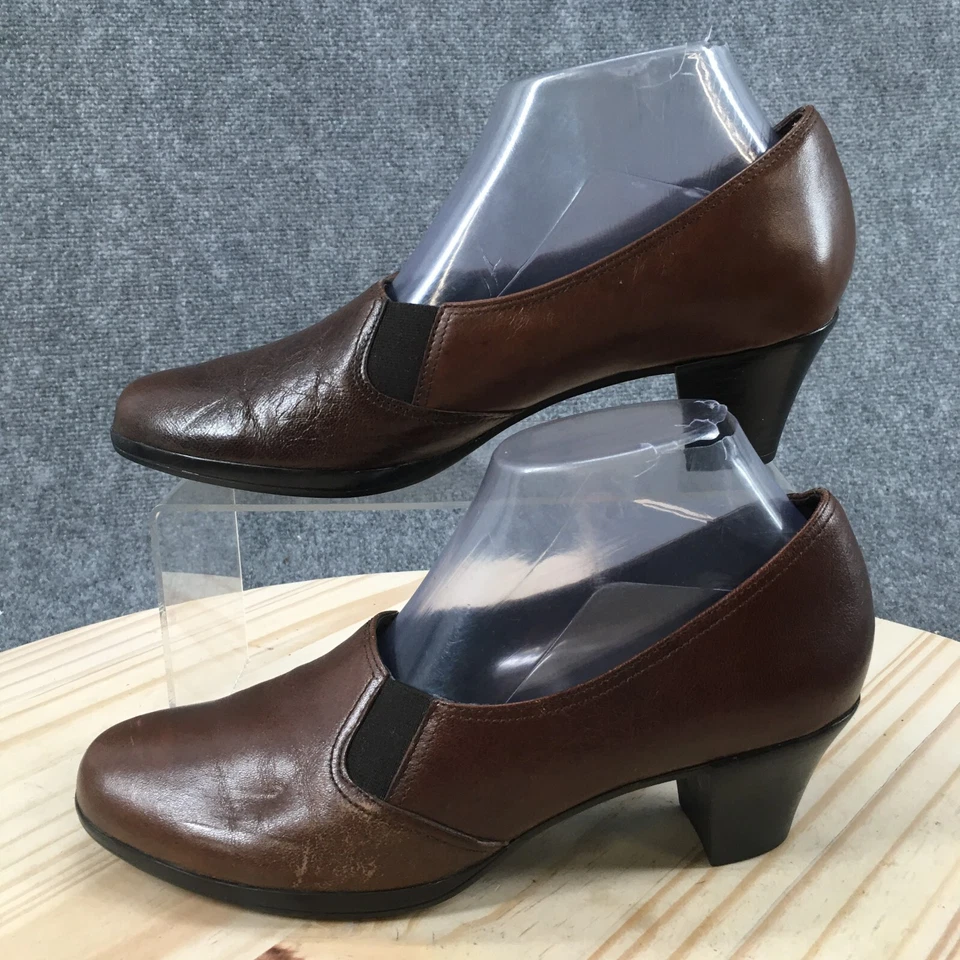 Zapatos Munro Americanos Mujer 8.5 M Bomba Cuero Marrón Informales Tacones Bloque M291051 Foto 2 de 4