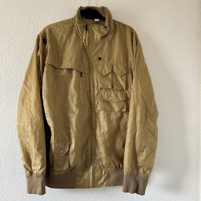 RockaWear Men s Jacket Large Beige Mustard Zip Front Mix Media Street Gorp Core