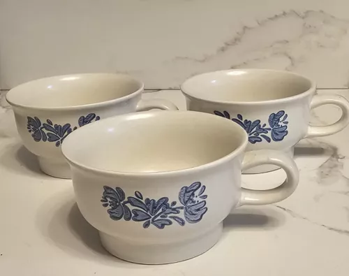 Vtg Pfaltzgraff Yorktowne Set Of 3 Flat Mugs Coffee Soup Chili Cups 8 oz USA