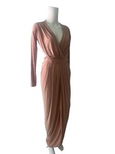Missi Cut Out Draped Maxi Dress Size 10 Women NEW Blush Pink Slinky EU38 RRP £39