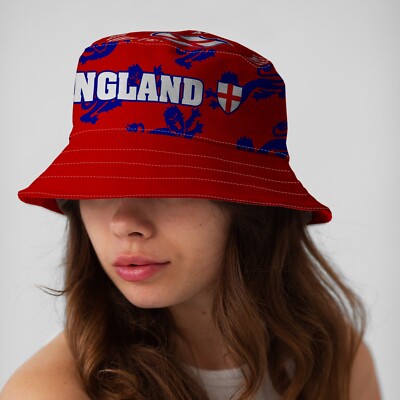 ENGLAND Football Bucket Hat Red Lions St George Fisherman hat | eBay