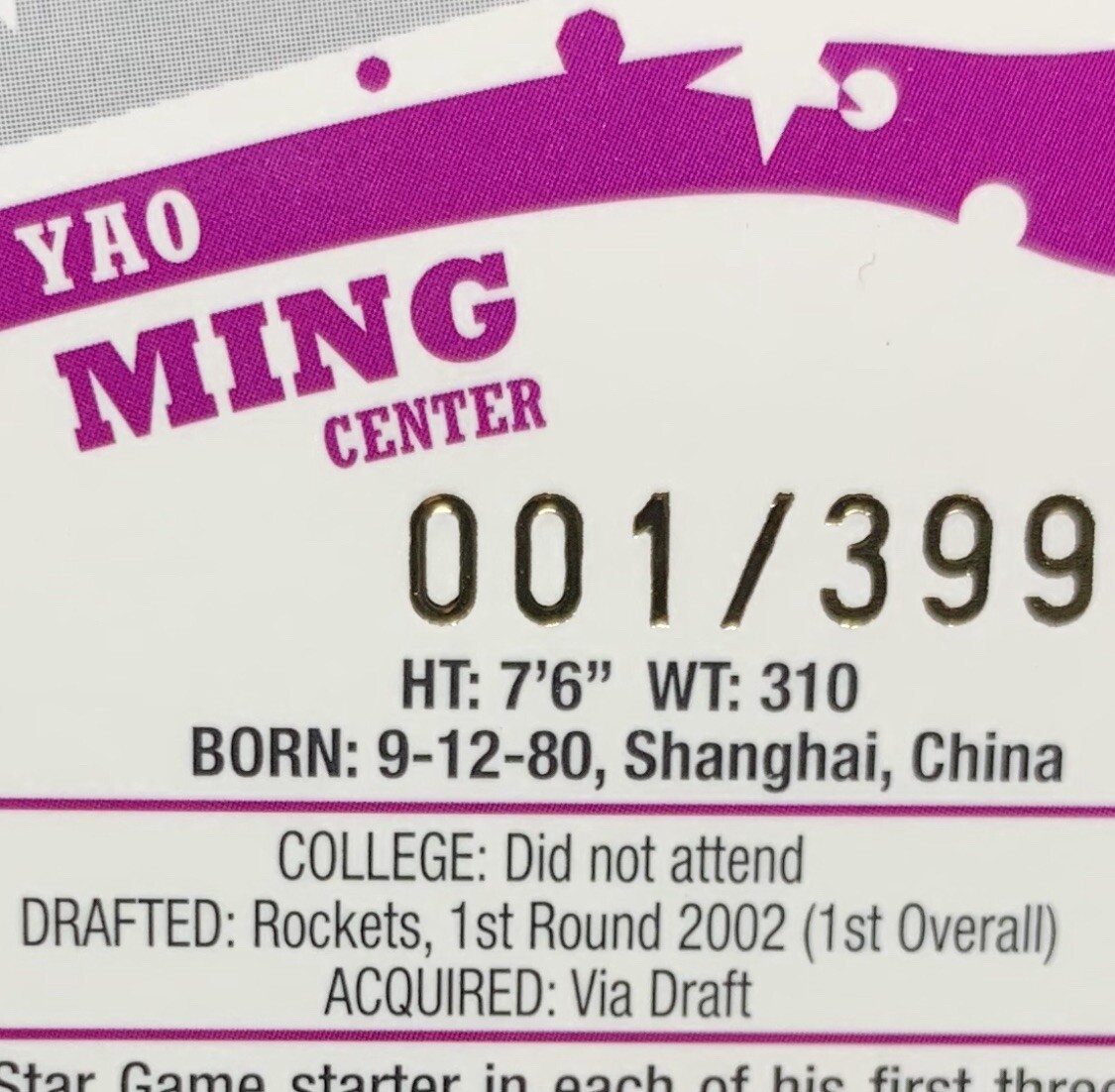 eBay 1/1 Yao Ming Black Refractor #1/399 First Print! Topps Chrome 2005/06 Look!