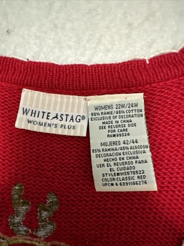 White Stag Winter Reindeer Holiday Theme Plus 22-24W Red Decorated Knit Vest - Picture 11 of 16